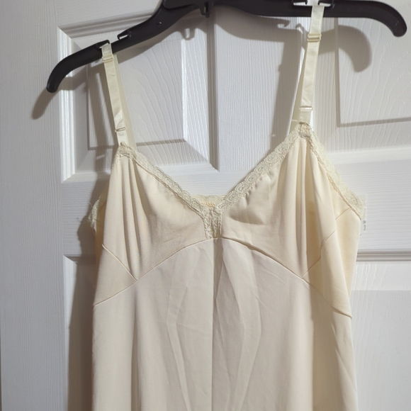 Vintage Shadowline Ivory Full Maxi Slip Nylon Spandex Side Split Size 36 - Picture 11 of 12